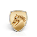 Majestic Horse Crest Diamond Signet Ring
