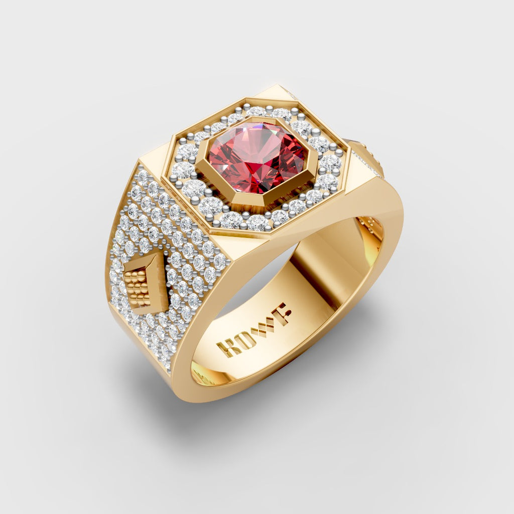 Brilliance with Blood-Red Center Stone Ring
