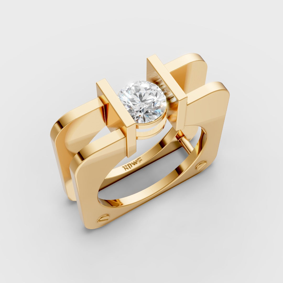 Modern Square Solitaire Ring