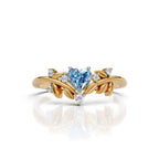 Blue Heart Leaf Ring