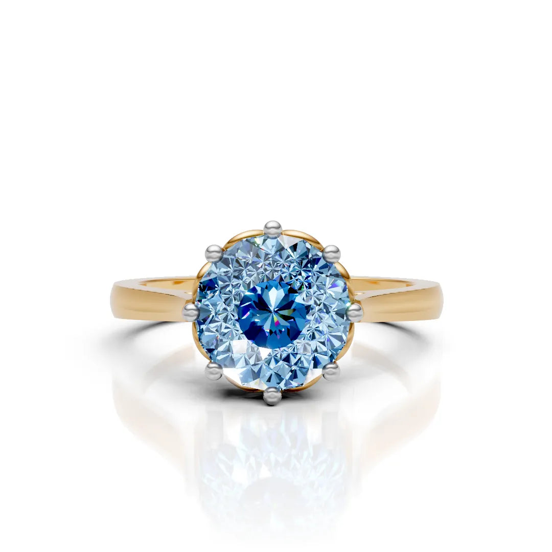 2 CT Blue Portuguese Cut Ring