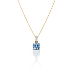 2 CT Blue Portuguese Cut Pendant With Chain