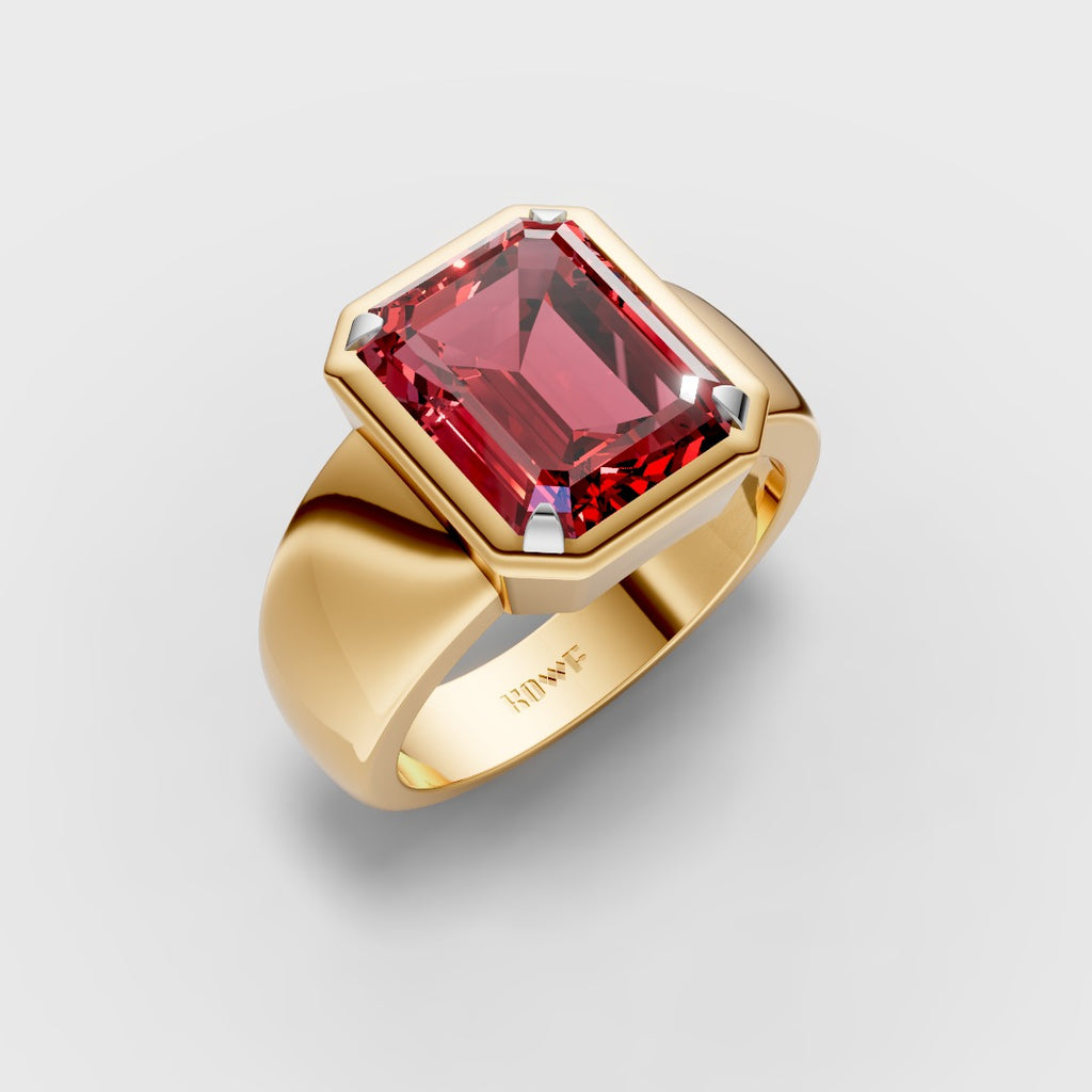 Red Emerald-Cut Ring