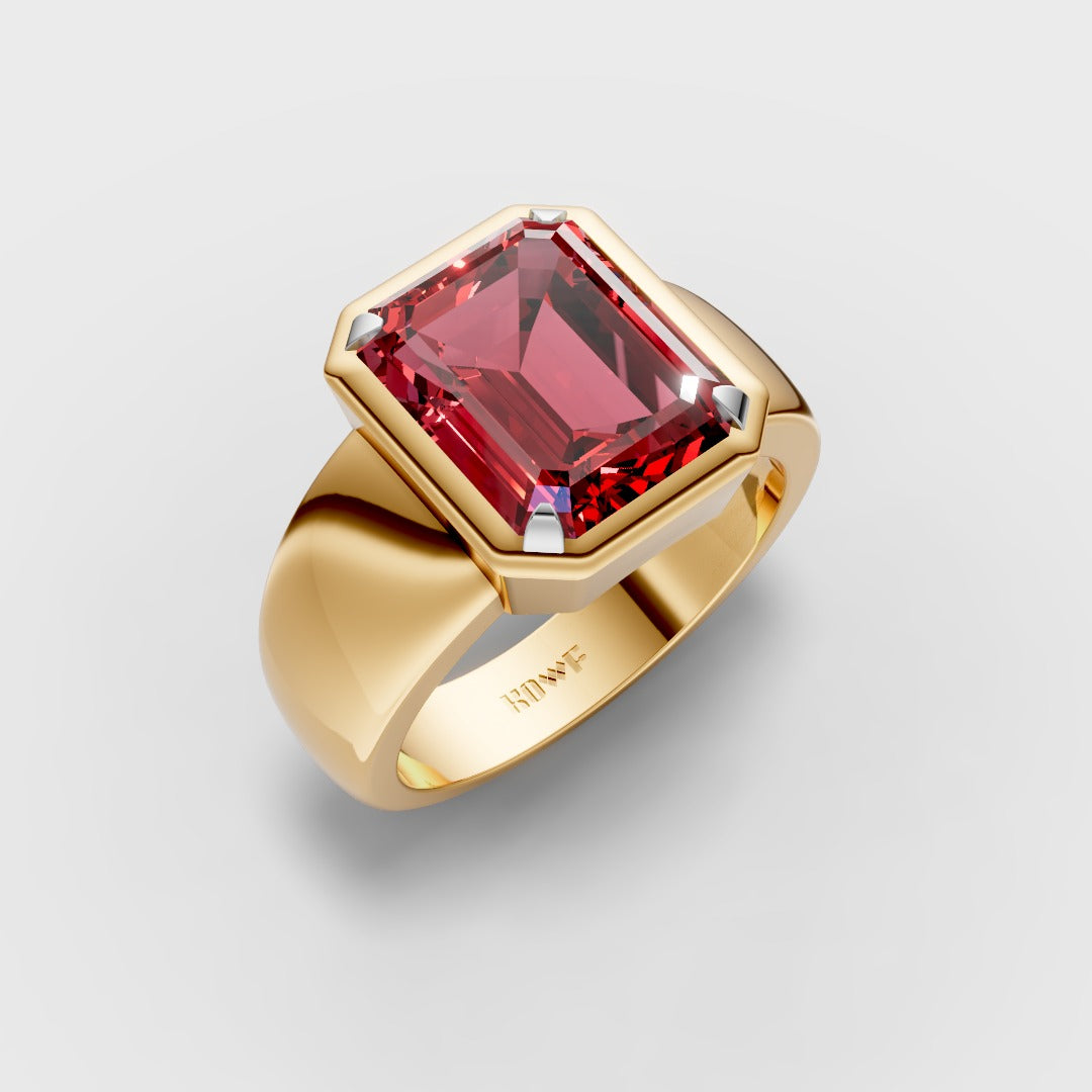 Red Emerald-Cut Ring