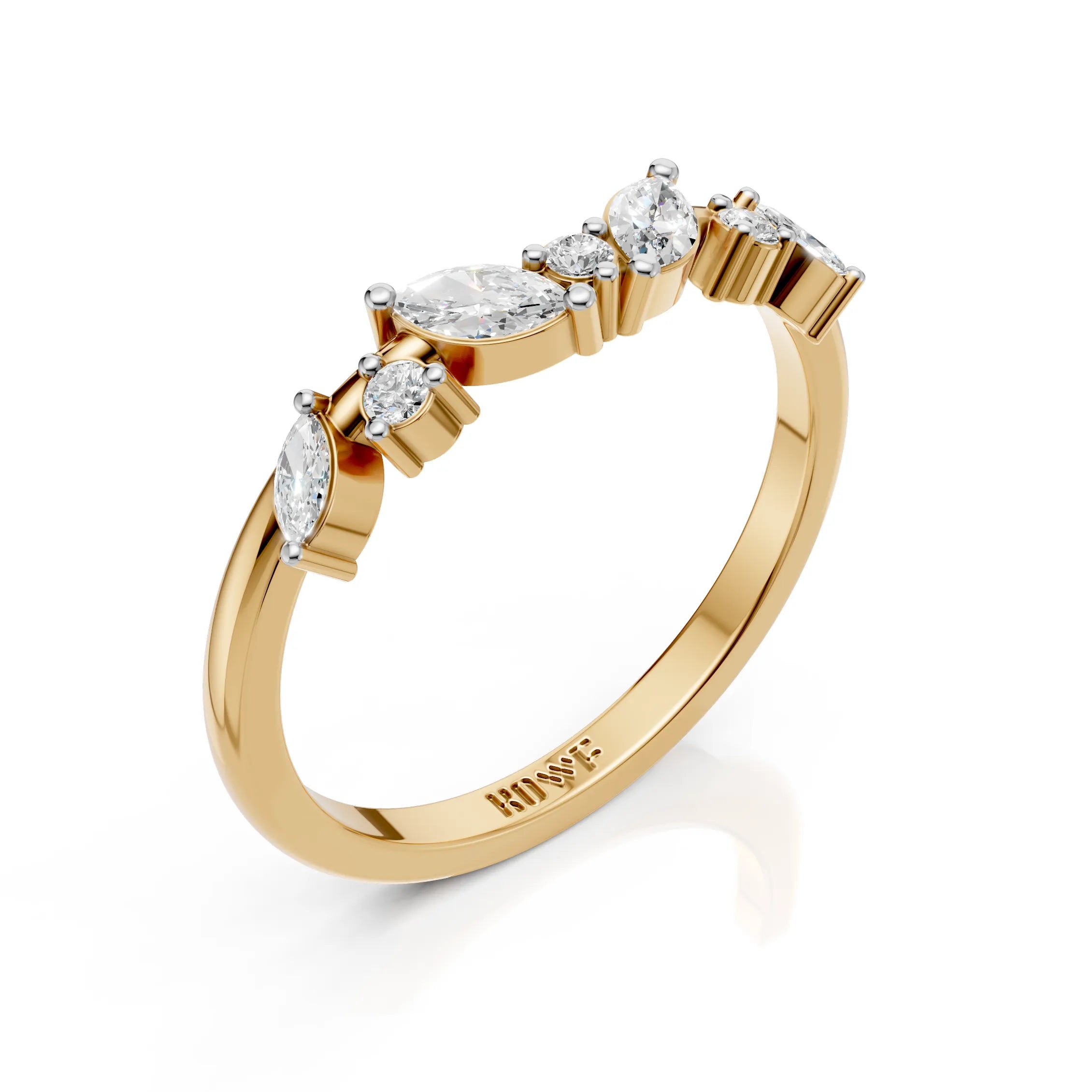 Marquise & Round Diamond Band Ring