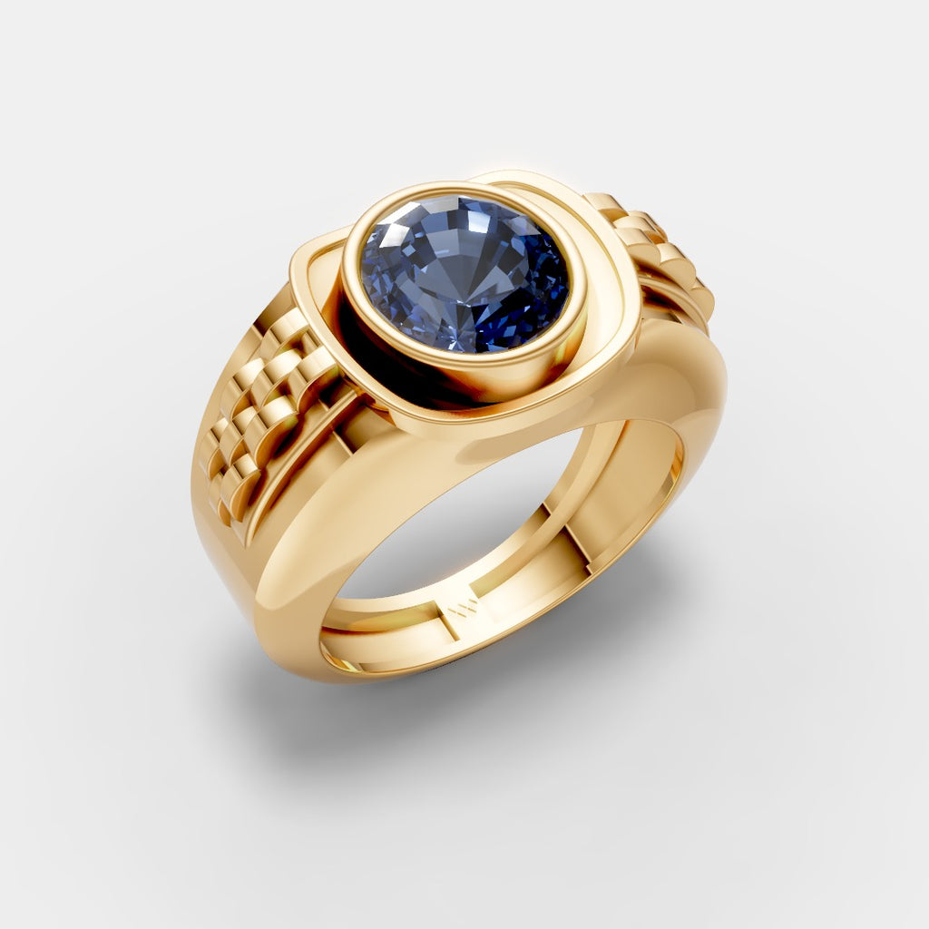 Silver Ring with Blue CZ Diamond