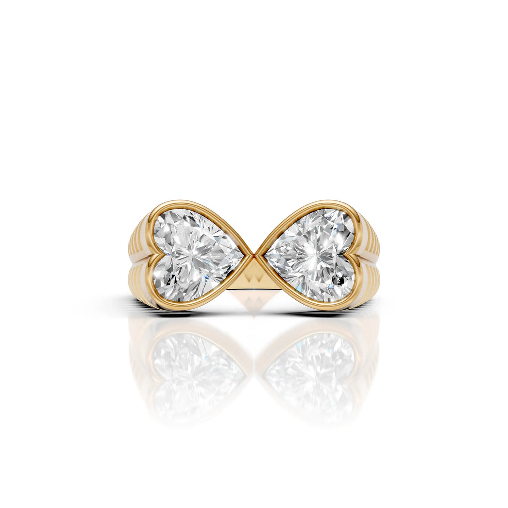 Double Heart Diamond Open Ring