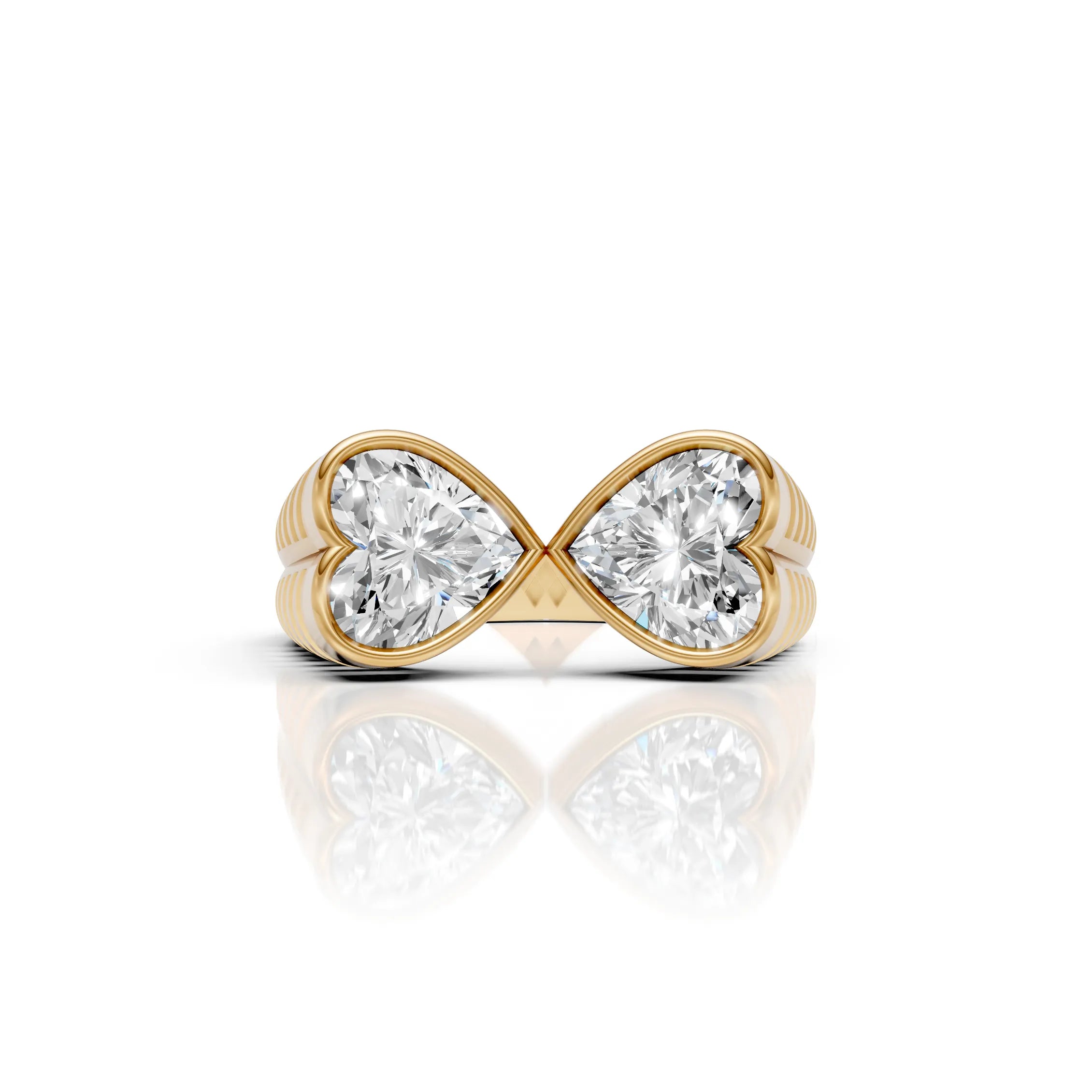 Double Heart Diamond Open Ring